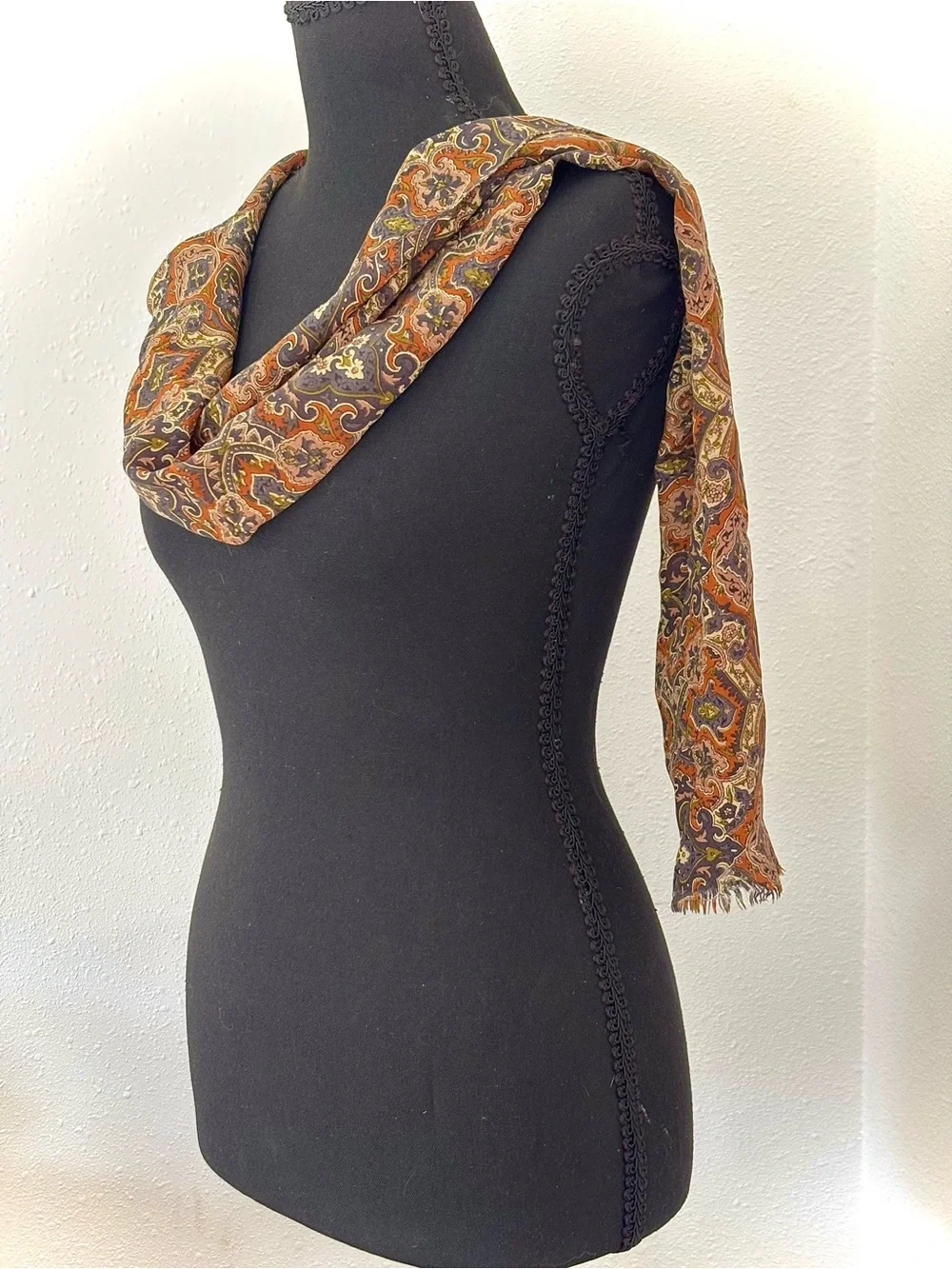 Classic Paisley Women's -pure silk- Scarf in Brown and Orange